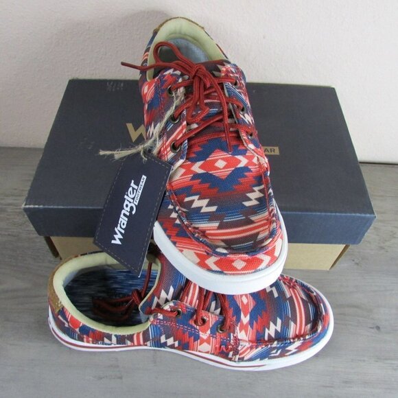 Wrangler Women's 6 Red Ombre Aztec Print Low Top Casual Shoes KWC0021 - Picture 2 of 5